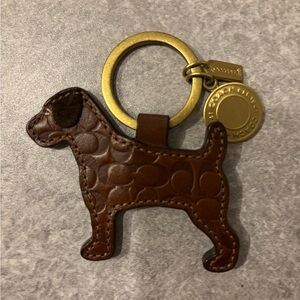 Coach Brown Leather Dog Keychain